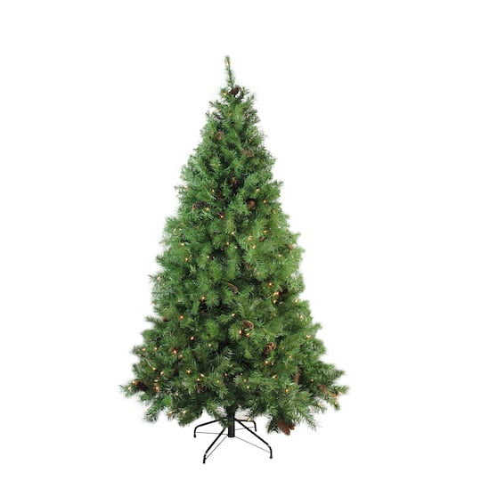 6.5ft. Pre-Lit Red Pine Artificial Christmas Tree, Clear Lights